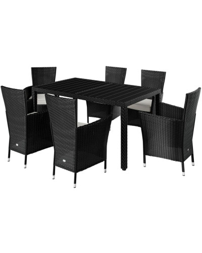 Gartenmöbel Set 7-tlg. Polyrattan WPC-Tisch Riga
